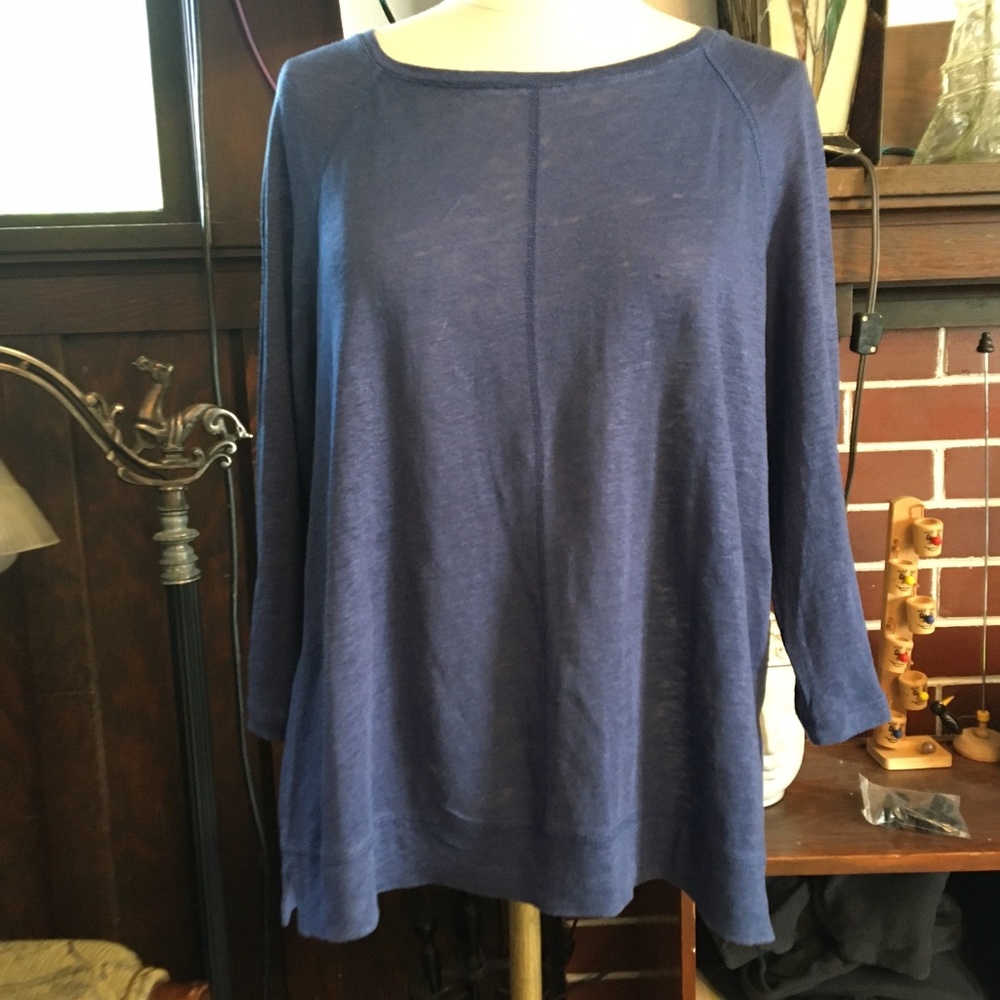 Vintage Boden Dark Blue Linen Long Sleeve Shirt, UK Size 12, US Size 8